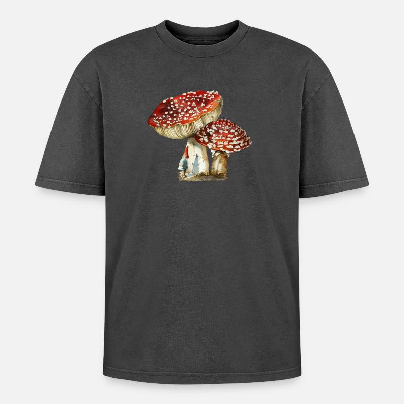 Gnom - Oversized Unisex Premium Acid-Washed T-Shirt - Schwarz Acid Wash
