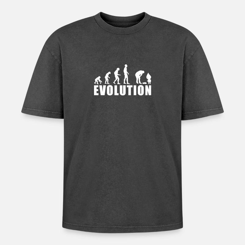 EVOLUTION PUKE gift - Oversized Unisex Premium Acid-Washed T-Shirt - acid washed black