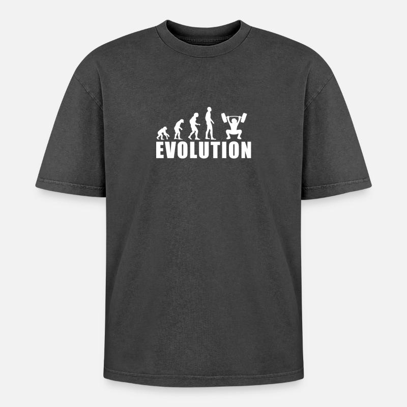 Cadeau d'haltérophilie EVOLUTION - T-shirt Premium unisexe oversize acid-washed - noir délavé acide