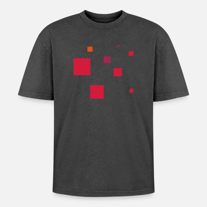 minimal / simple shape - Oversized Unisex Premium Acid-Washed T-Shirt - acid washed black