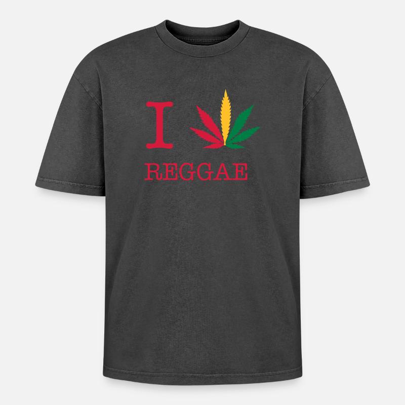reggae - T-shirt Premium unisexe oversize acid-washed - noir délavé acide