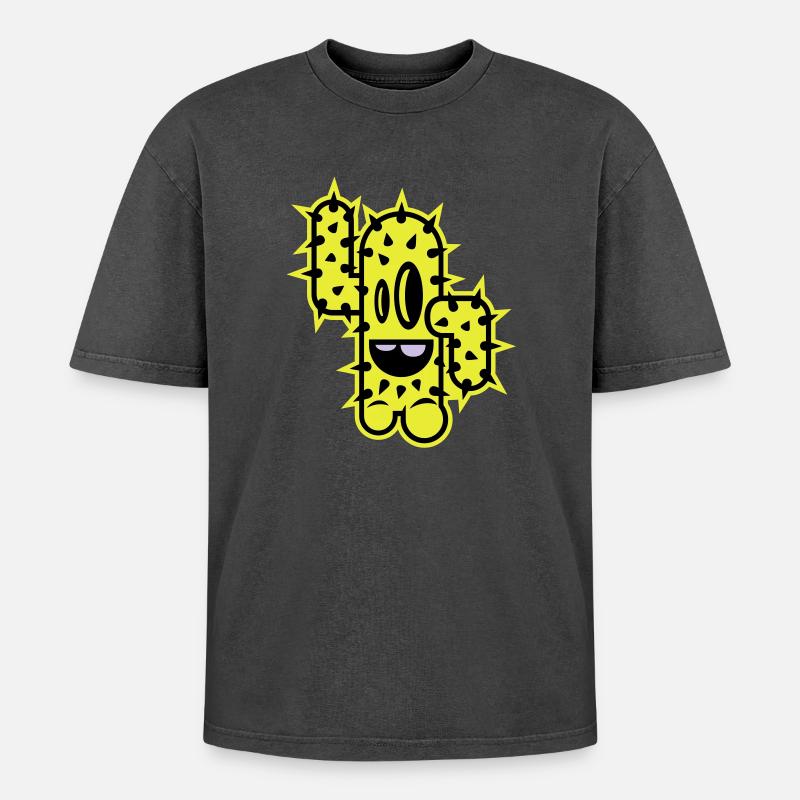 cactus hauts cinq comique - T-shirt Premium unisexe oversize acid-washed - noir délavé acide