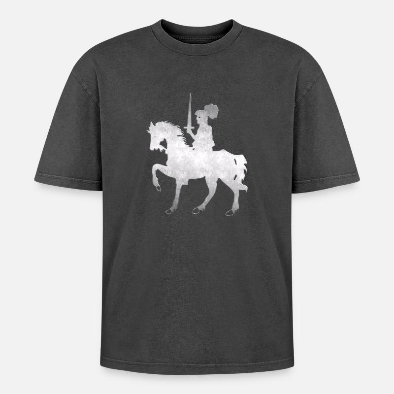 Ritter - Oversized Unisex Premium Acid-Washed T-Shirt - Schwarz Acid Wash