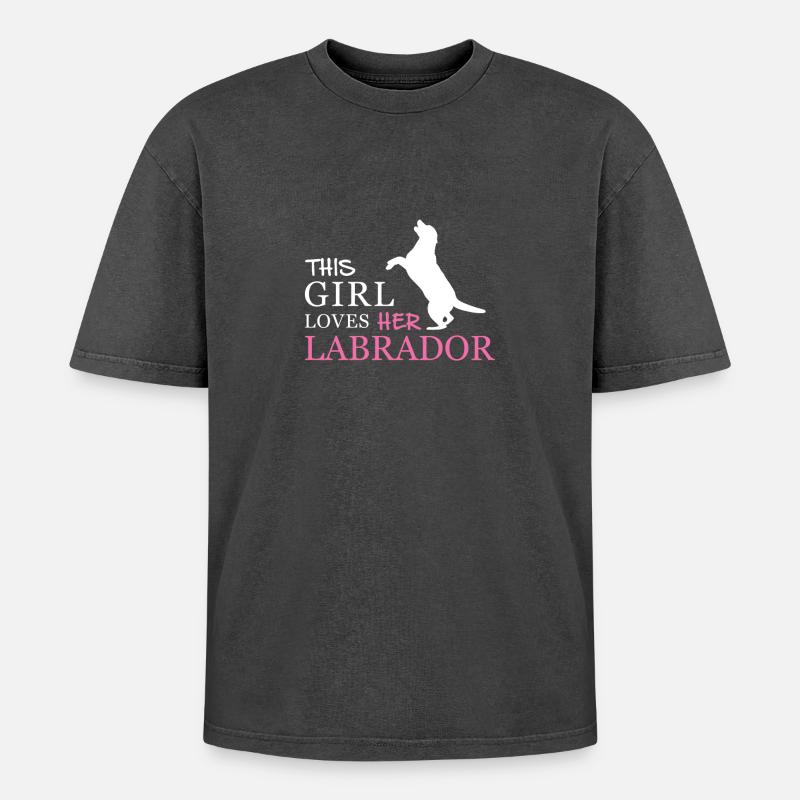 Labrador - Oversized Unisex Premium Acid-Washed T-Shirt - Schwarz Acid Wash