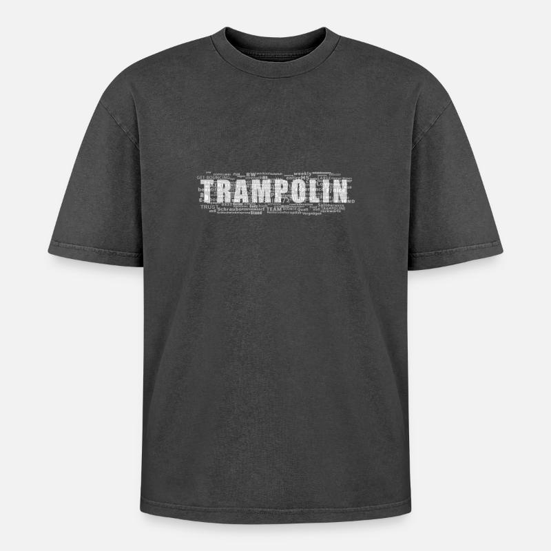 trampoline - Oversized Unisex Premium Acid-Washed T-Shirt - acid washed black