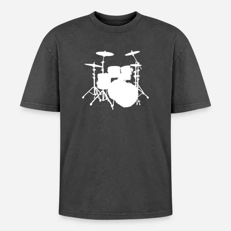 Percussion - Oversized Unisex Premium Acid-Washed T-Shirt - acid washed black