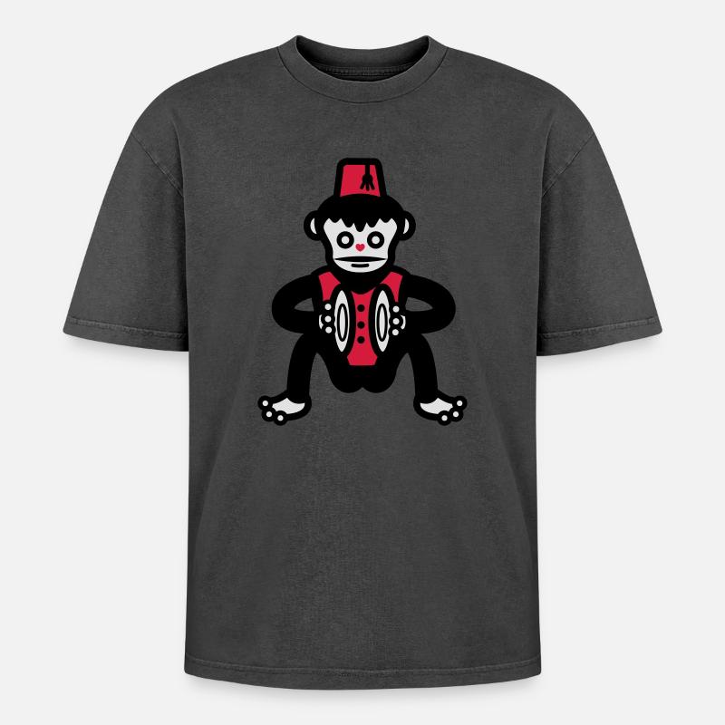 monkey - Oversized Unisex Premium Acid-Washed T-Shirt - acid washed black