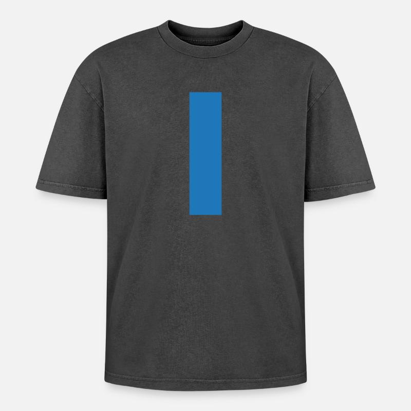 Blauer Strich auf T-Shirt Pullover - Oversized Unisex Premium Acid-Washed T-Shirt - Schwarz Acid Wash
