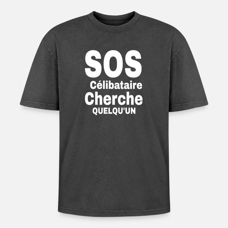 Zölibat Statement Design 2023 - Oversized Unisex Premium Acid-Washed T-Shirt - Schwarz Acid Wash