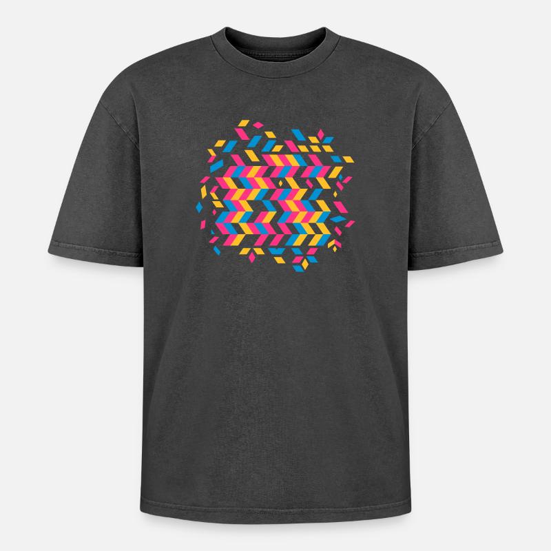 A herringbone pattern - Oversized Unisex Premium Acid-Washed T-Shirt - acid washed black