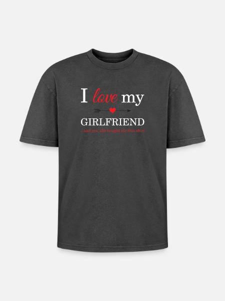 J'aime ma copine - T-shirt Premium unisexe oversize acid-washed - noir délavé acide
