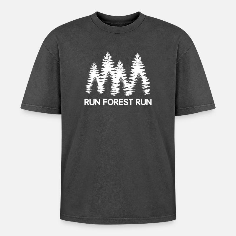Run Forest Run - T-shirt Premium unisexe oversize acid-washed - noir délavé acide