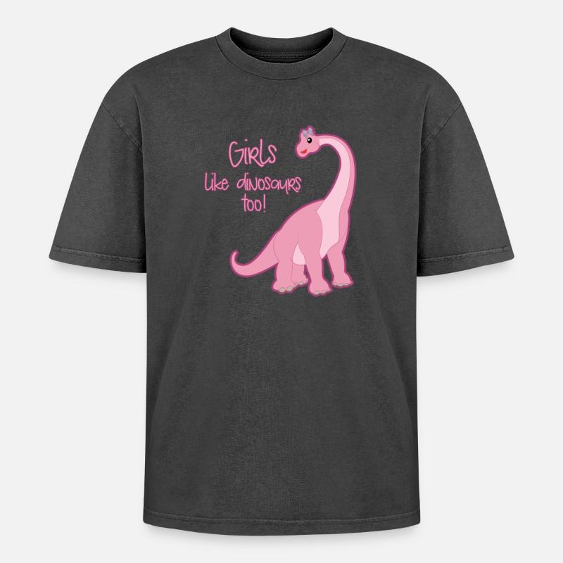 dinosaur - Oversized Unisex Premium Acid-Washed T-Shirt - acid washed black