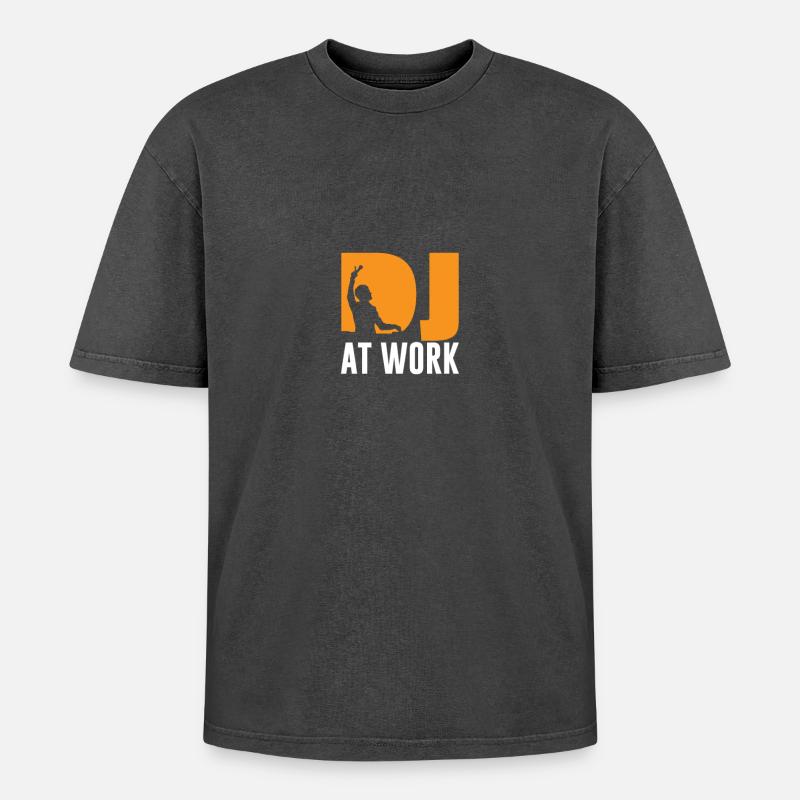 DJ bei der Arbeit - Oversized Unisex Premium Acid-Washed T-Shirt - Schwarz Acid Wash