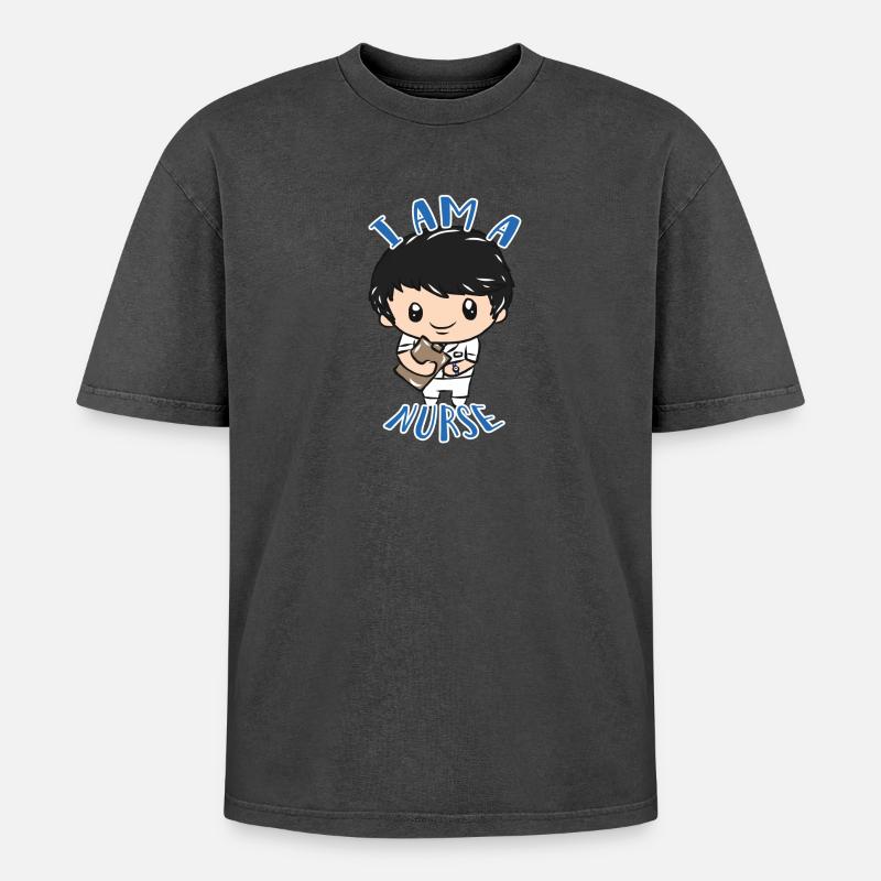 Krankenpfleger - Oversized Unisex Premium Acid-Washed T-Shirt - Schwarz Acid Wash