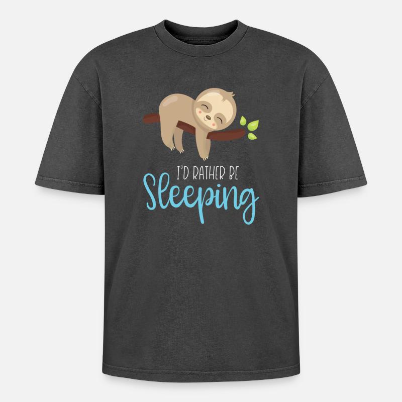 I’d Rather Be Sleeping - Oversized Unisex Premium Acid-Washed T-Shirt - acid washed black