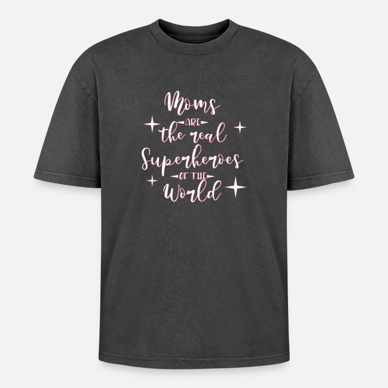 Mama Mutter - Oversized Unisex Premium Acid-Washed T-Shirt - Schwarz Acid Wash
