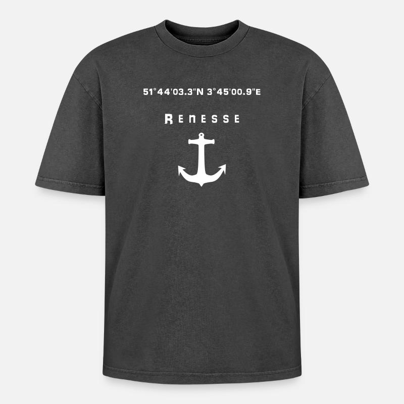 Coordinates Renesse - Oversized Unisex Premium Acid-Washed T-Shirt - acid washed black