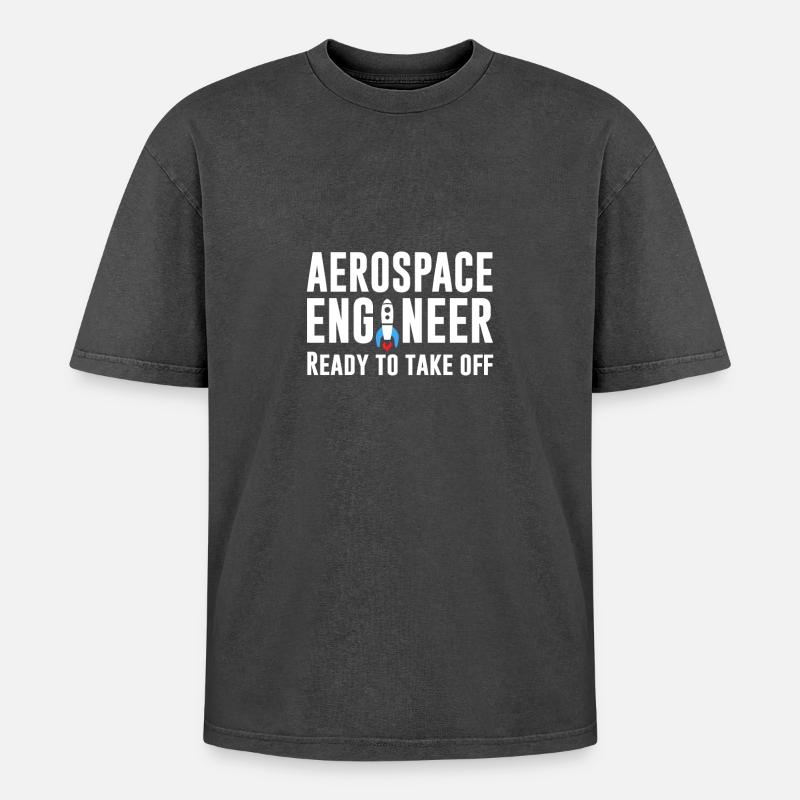 Luft- und Raumfahrttechniker - Startbereit - Oversized Unisex Premium Acid-Washed T-Shirt - Schwarz Acid Wash
