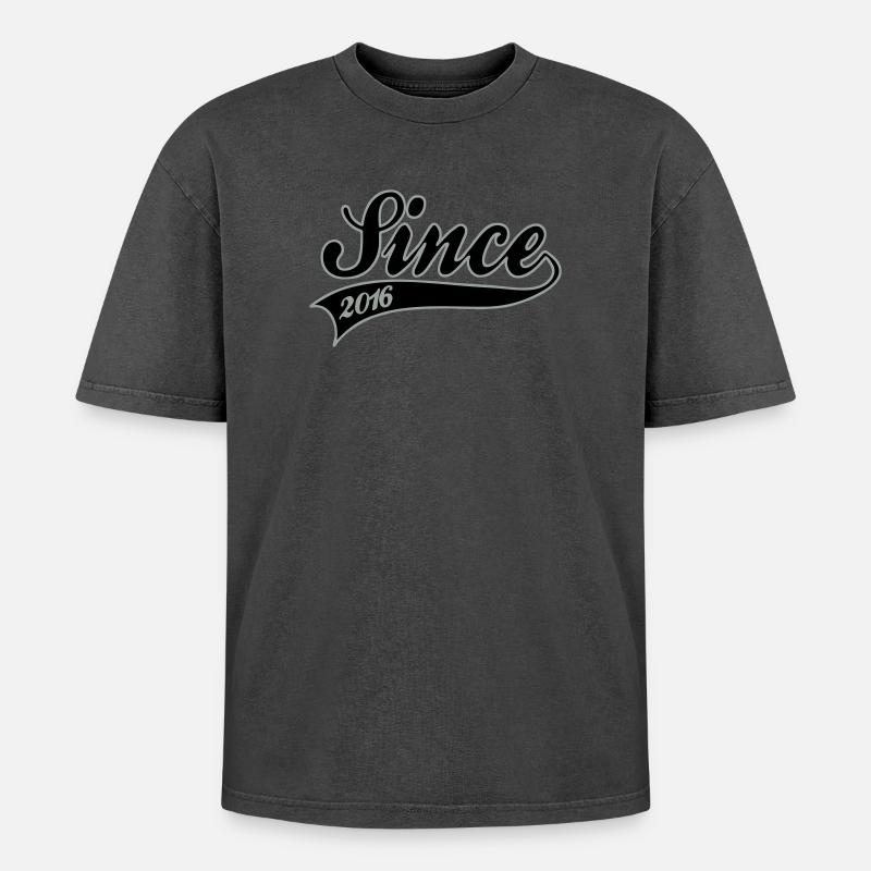 since 2016 - Oversized Unisex Premium Acid-Washed T-Shirt - acid washed black