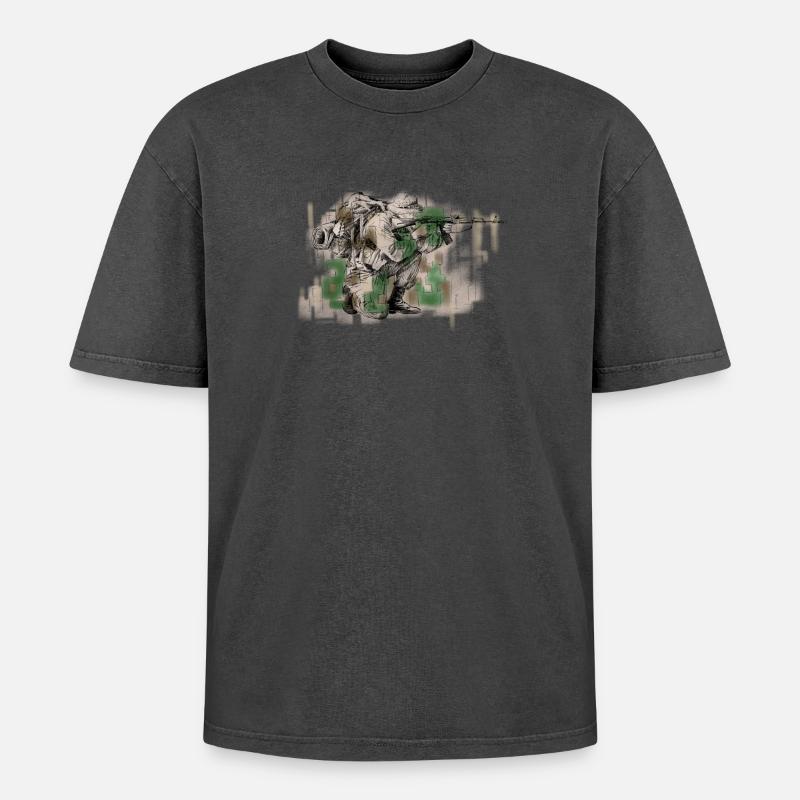 Special Forces - Oversized Unisex Premium Acid-Washed T-Shirt - Schwarz Acid Wash