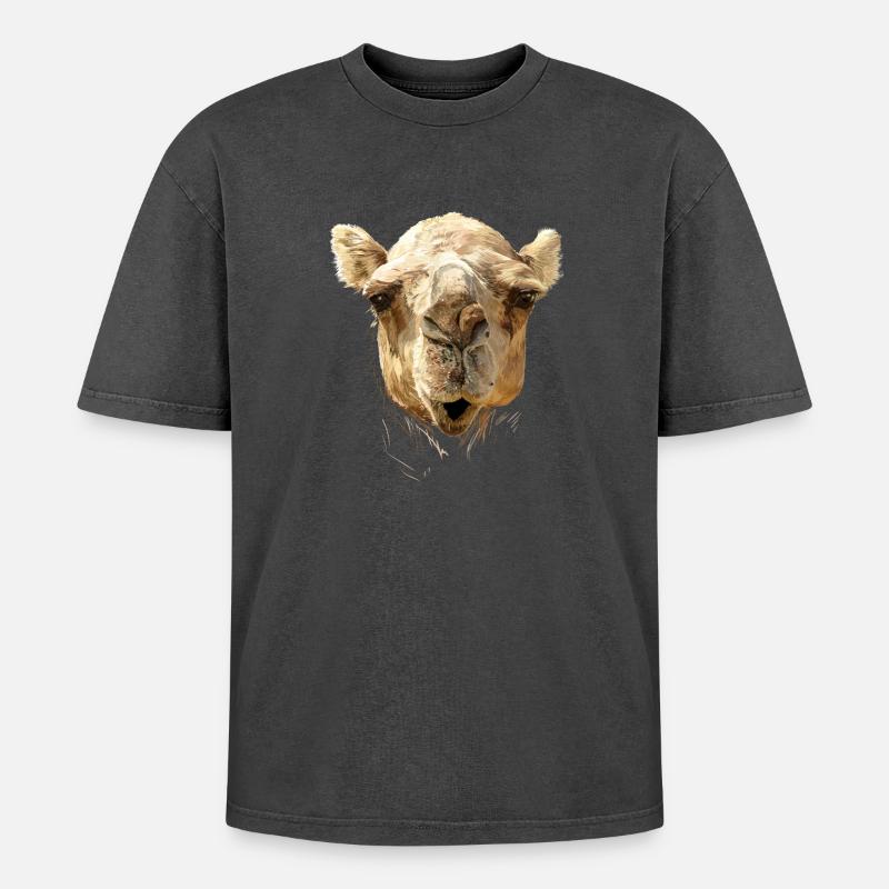 kamel - Oversized Unisex Premium Acid-Washed T-Shirt - Schwarz Acid Wash