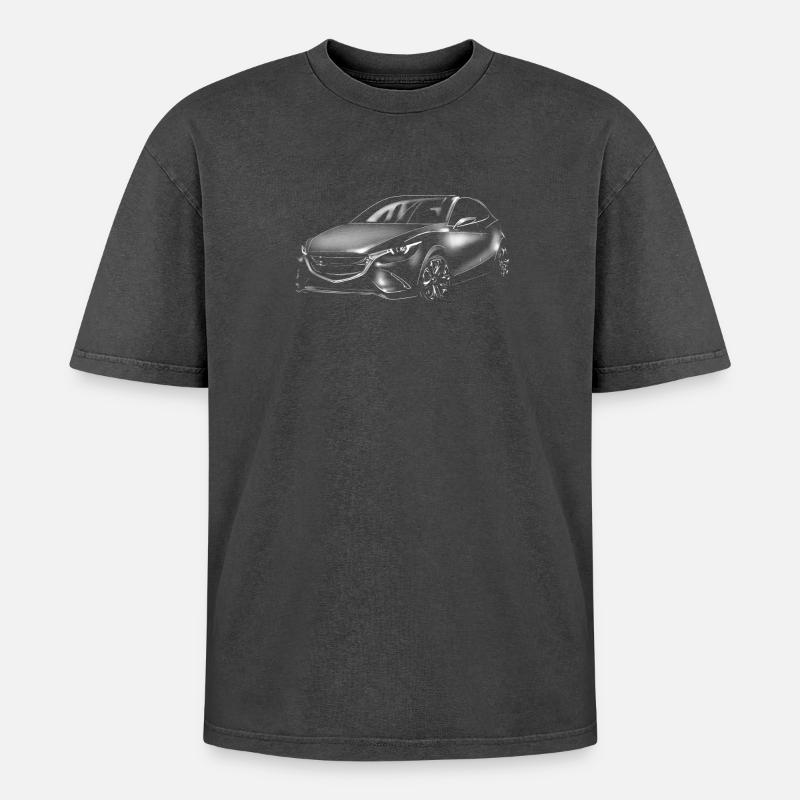 Auto - Oversized Unisex Premium Acid-Washed T-Shirt - Schwarz Acid Wash