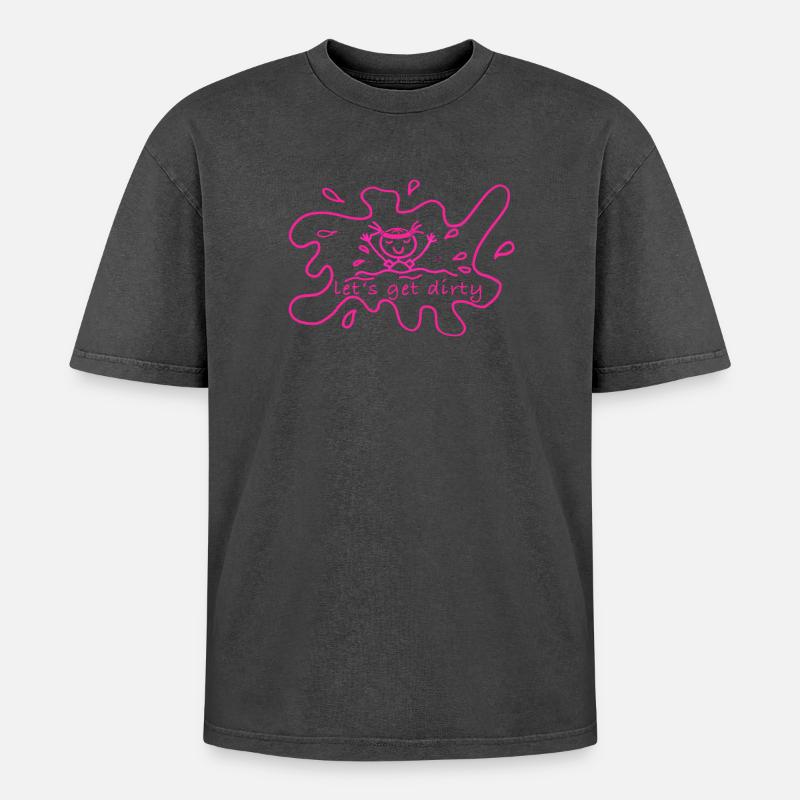 Mud run - Oversized Unisex Premium Acid-Washed T-Shirt - acid washed black