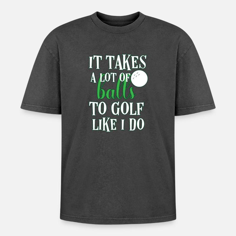 Golf - Oversized Unisex Premium Acid-Washed T-Shirt - Schwarz Acid Wash