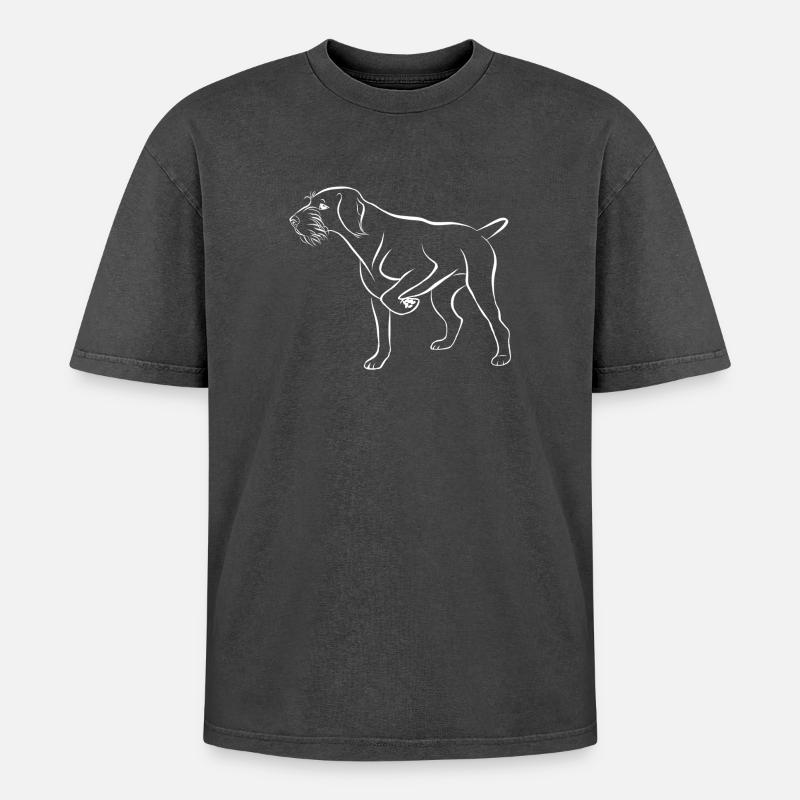 Dt wirehaired white above - Oversized Unisex Premium Acid-Washed T-Shirt - acid washed black