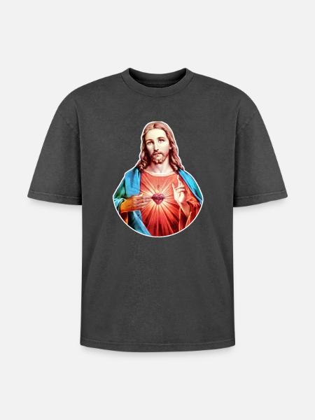 Jesus Kristus | Jesus Kristus | Jul jul - Unisex oversized Premium T-shirt med acid-washed effekt - sort syrevasket