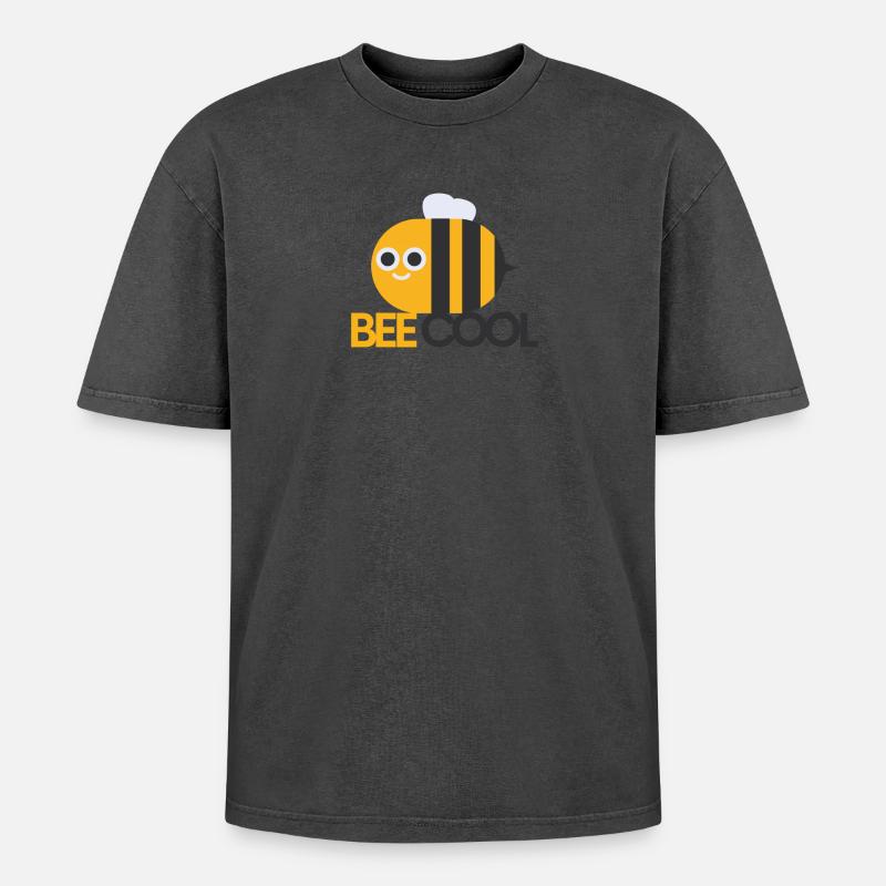 Bee Cool Chef Bee - Oversized Unisex Premium Acid-Washed T-Shirt - acid washed black