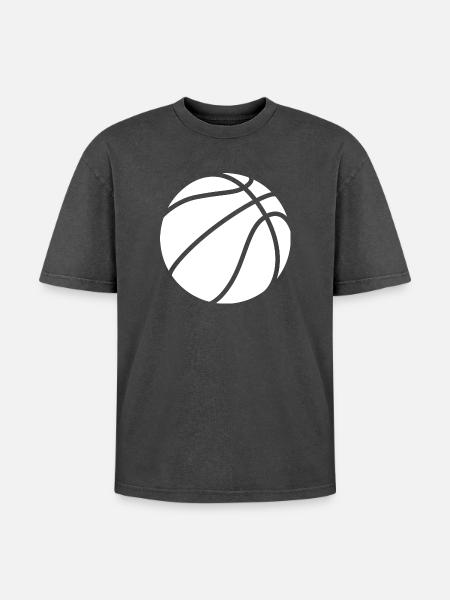 Basketball logo white - Oversized Unisex Premium Acid-Washed T-Shirt - acid washed black