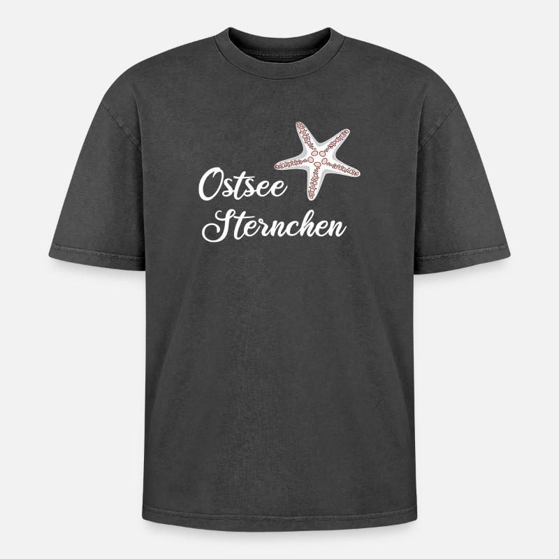 Ostseesternchen - Ostsee Seestern Geschenk - Oversized Unisex Premium Acid-Washed T-Shirt - Schwarz Acid Wash