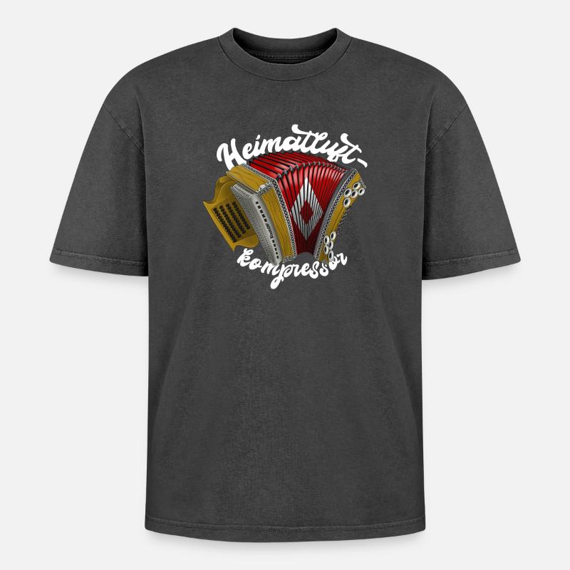 Heimatluftkompressor // hell | ZiachON! - Oversized Unisex Premium Acid-Washed T-Shirt - Schwarz Acid Wash