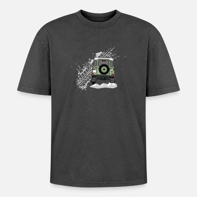 Defender Splash hinten - Oversized Unisex Premium Acid-Washed T-Shirt - Schwarz Acid Wash