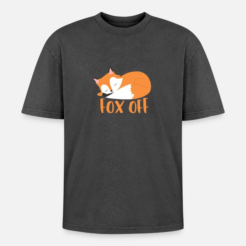 Fox fox off - Oversized Unisex Premium Acid-Washed T-Shirt - acid washed black