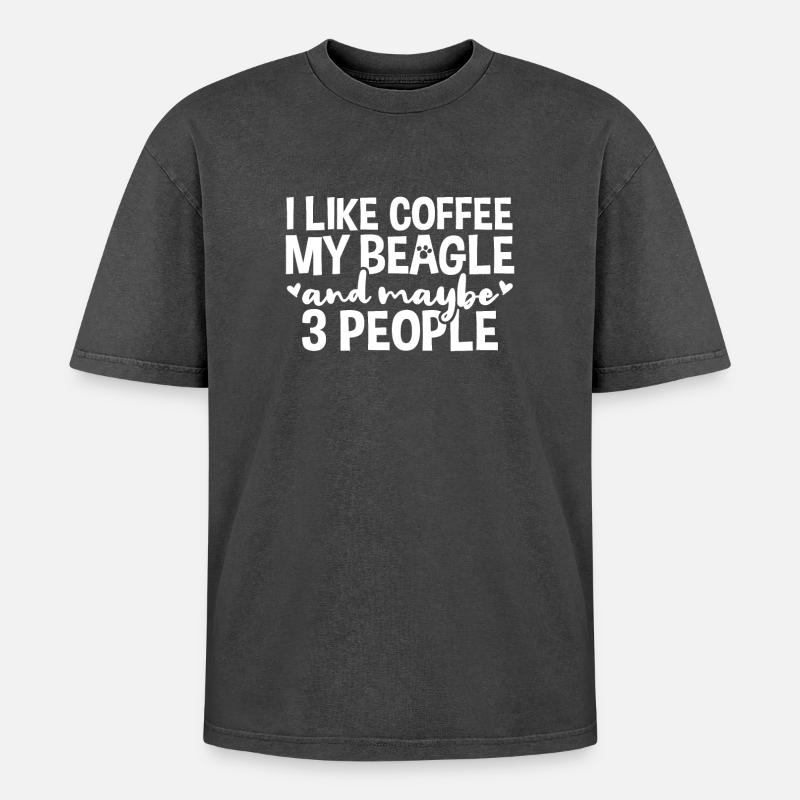 Beagle Kaffeetrinker - Oversized Unisex Premium Acid-Washed T-Shirt - Schwarz Acid Wash