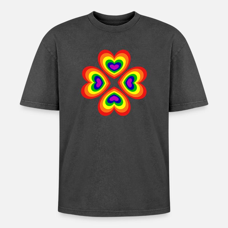 70s Flower Pattern - Oversized Unisex Premium Acid-Washed T-Shirt - acid washed black