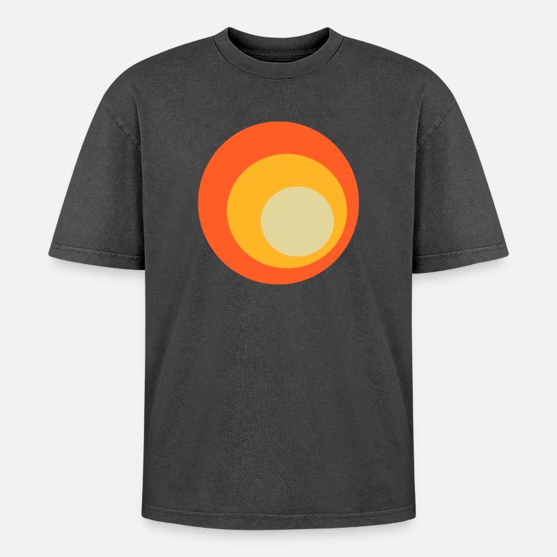 70s Circles Pattern - Oversized Unisex Premium Acid-Washed T-Shirt - acid washed black