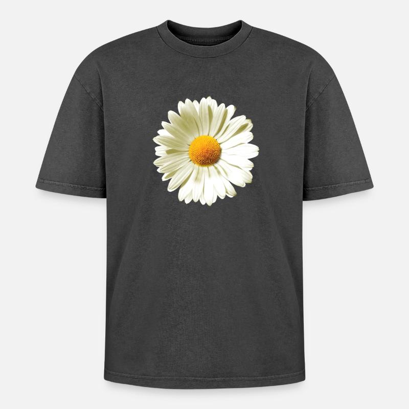 Gänseblümchen | Daisy flower power - Oversized Unisex Premium Acid-Washed T-Shirt - Schwarz Acid Wash
