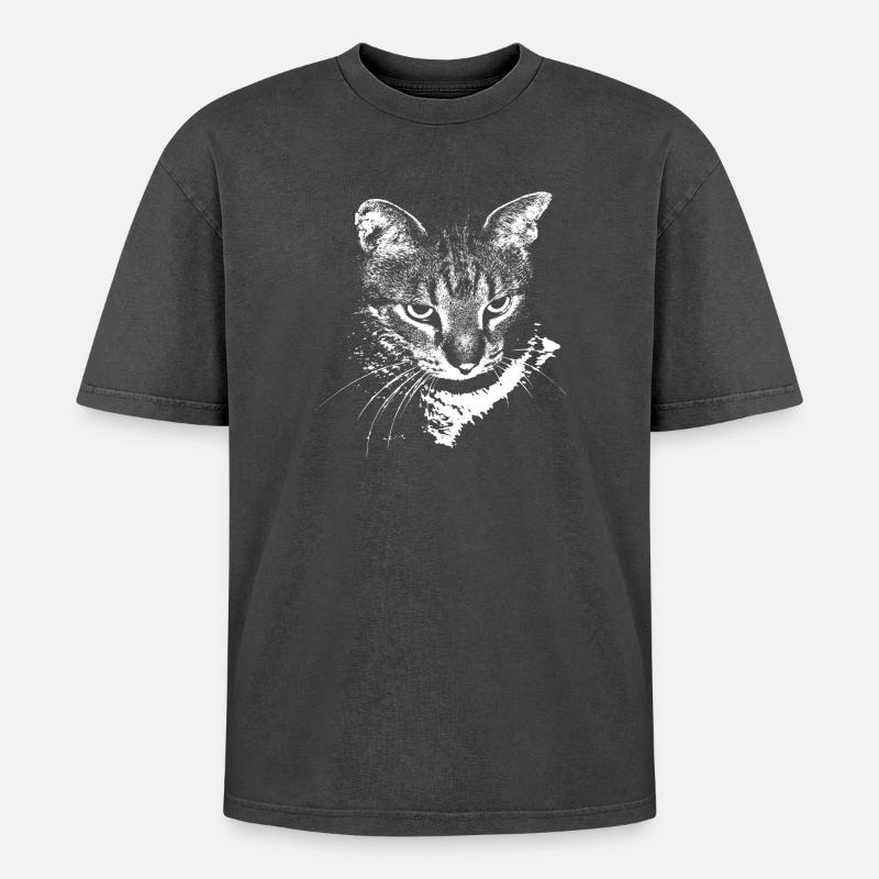 Katze Kätzchen Katzenshirt Geschenk - Oversized Unisex Premium Acid-Washed T-Shirt - Schwarz Acid Wash