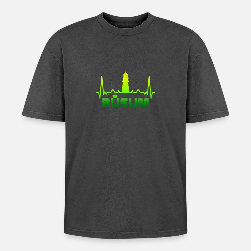 Büsum lighthouse design / gift idea - Oversized Unisex Premium Acid-Washed T-Shirt - acid washed black