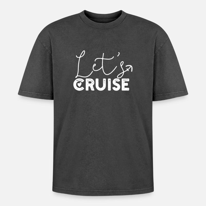Kreuzfahrt Schiff - Oversized Unisex Premium Acid-Washed T-Shirt - Schwarz Acid Wash