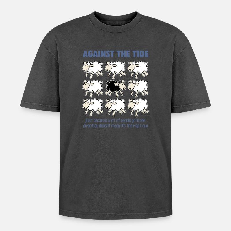 Gegen den Strom - Oversized Unisex Premium Acid-Washed T-Shirt - Schwarz Acid Wash