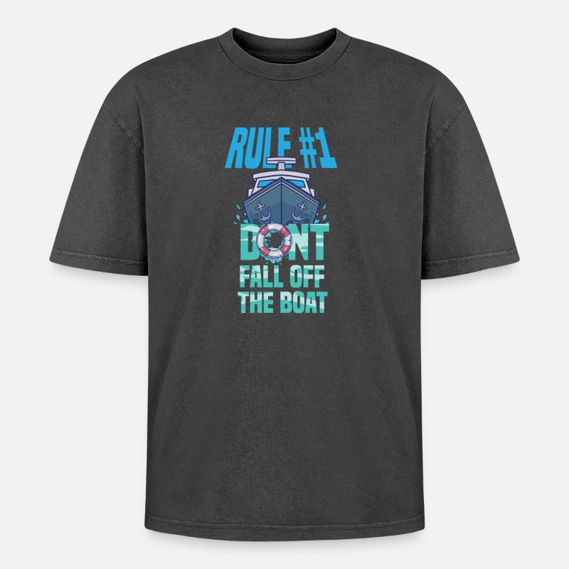 Boot Humor - Oversized Unisex Premium Acid-Washed T-Shirt - Schwarz Acid Wash