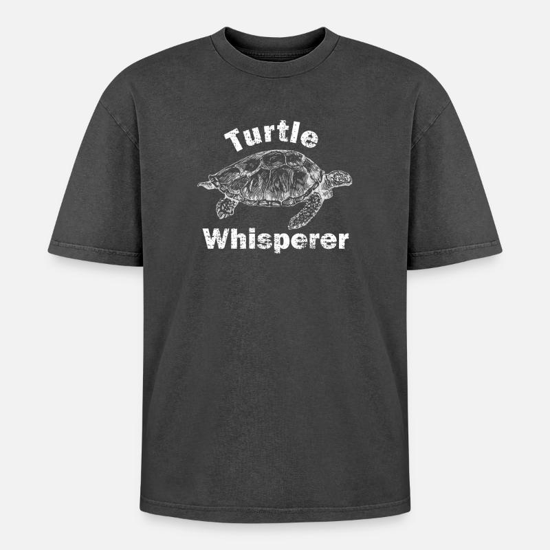 turtle - Oversized Unisex Premium Acid-Washed T-Shirt - acid washed black
