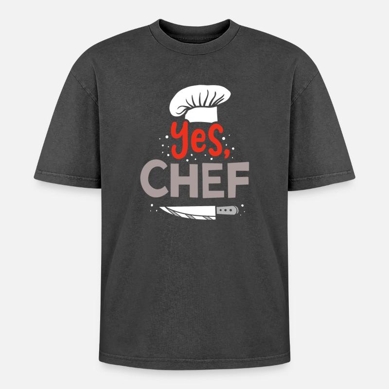 Chef Chef Chef Chef - Oversized Unisex Premium Acid-Washed T-Shirt - acid washed black