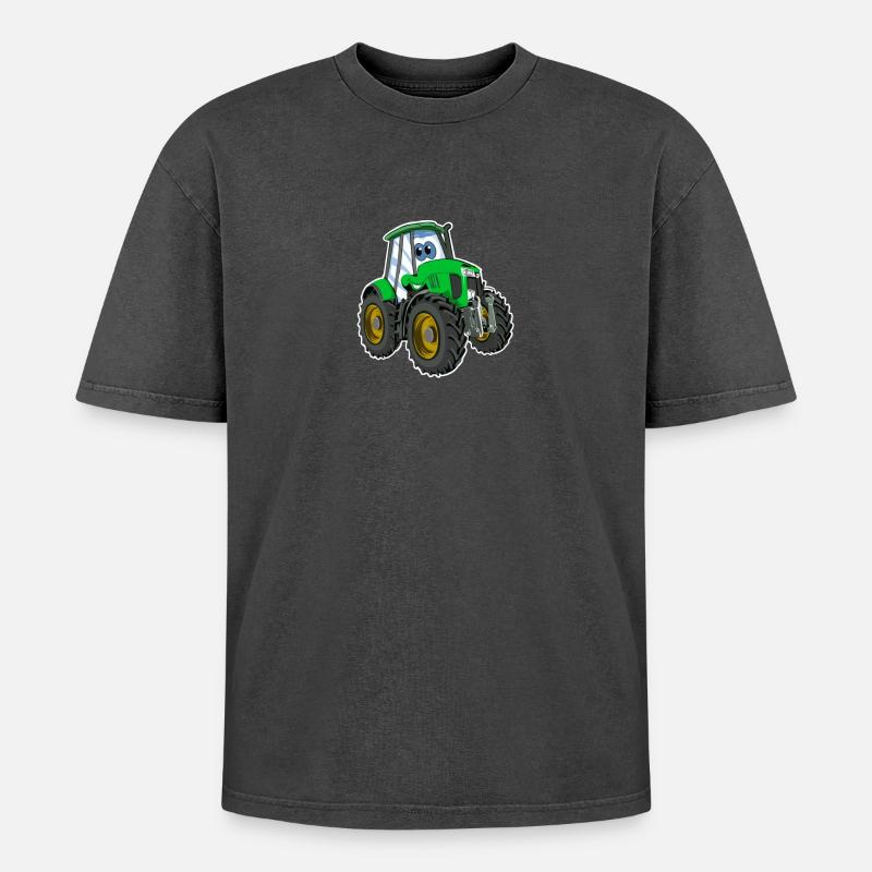 Traktor - Oversized Unisex Premium Acid-Washed T-Shirt - Schwarz Acid Wash