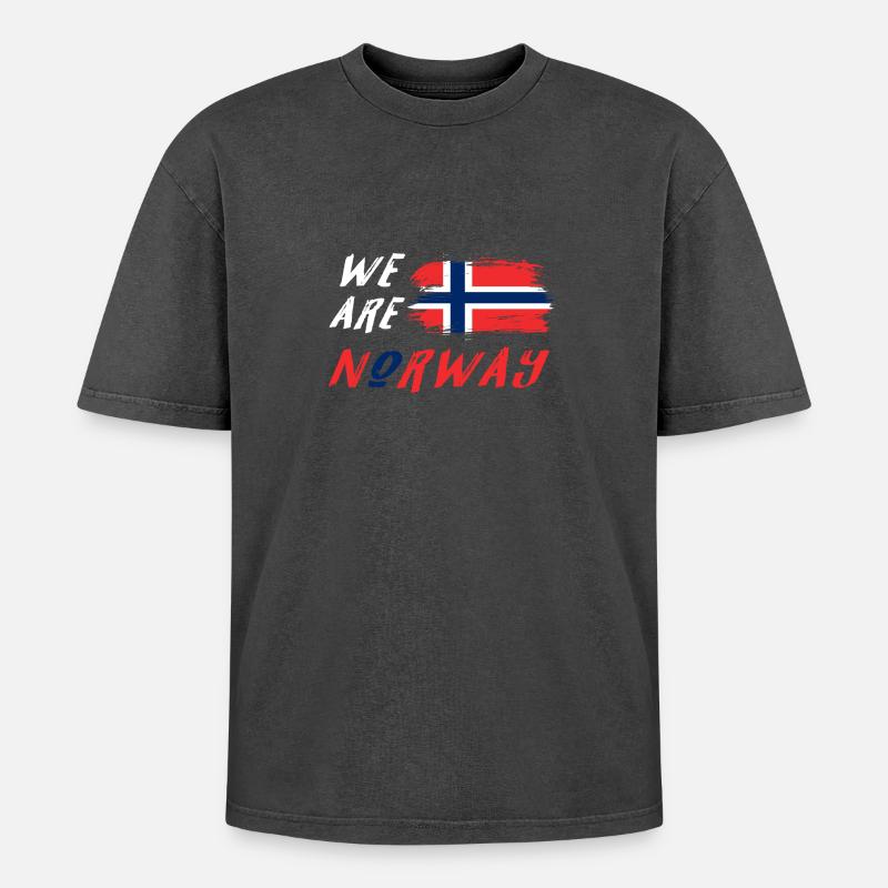 We are Norwegen Design / Geschenkidee - Oversized Unisex Premium Acid-Washed T-Shirt - Schwarz Acid Wash